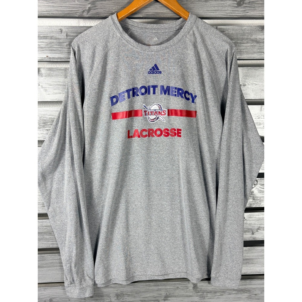 Detroit Mercy Lacrosse Adidas Mens Long Sleeve Titans T Shirt Gray Medium
